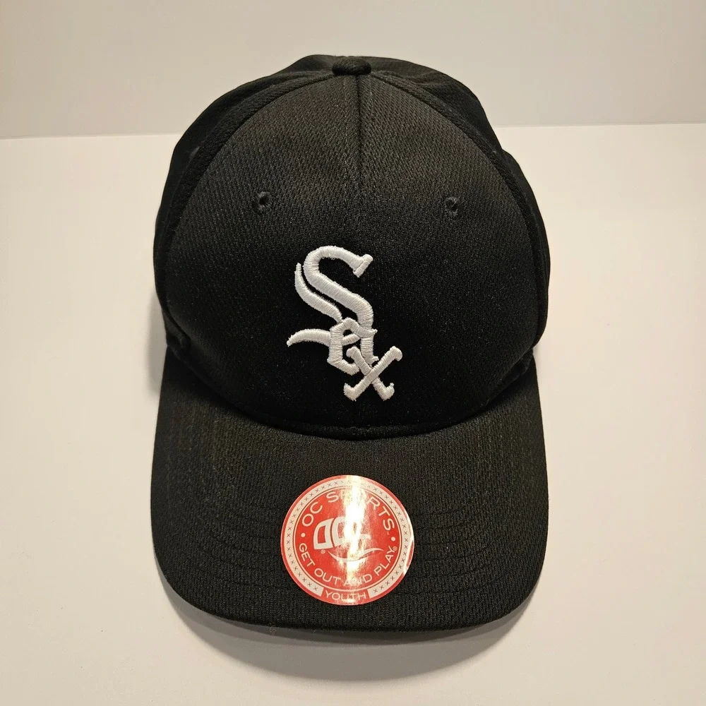 NWT Chicago White Sox Youth Baseball Hat OC Sports Black Team MLB Adjustable Cap